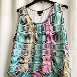 WORTHINGTON!  Geometric print, fully lined, banded hem, size 3X… wrinkle resist.